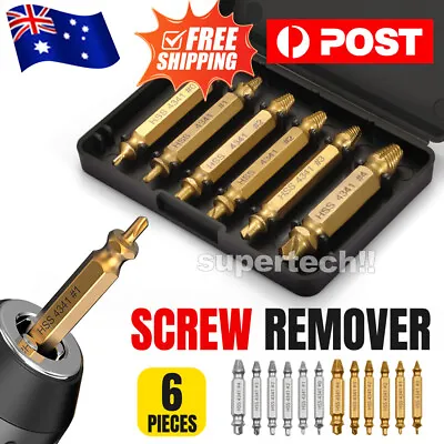 6pcs Damaged Screw Extractor Speed Out Broken Bolt Drill Bits Tool Set Remover • $7.95