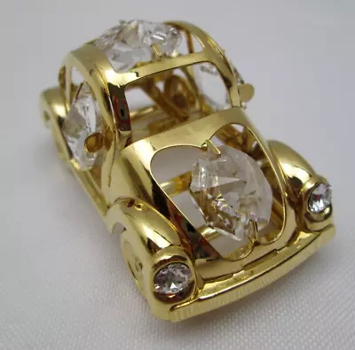 24K Gold Plated Volkswagon Bug Car With Swarovski Crystals Figurine Or Ornament • $22.07