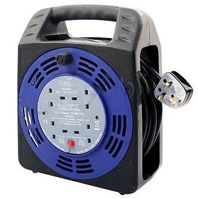 4 Way 25m Cable Extension Reel Lead Mains Socket Heavy Duty 10 Amp Electrical • £29.95