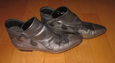 Stuart Wms Gray Western Style Leather Fun Ankle Boots Sz 8.5 *SHARP Must C* • $79.99
