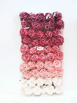 50 Wild Rose's Mix Set Of Red N White Rose's Mulberry Paper Flowers #SAA-327 • $11.99