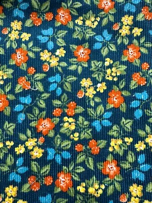 Laura Ashley Fine Needlecord Blue With Orange Design. 150cm X 55cm • £3