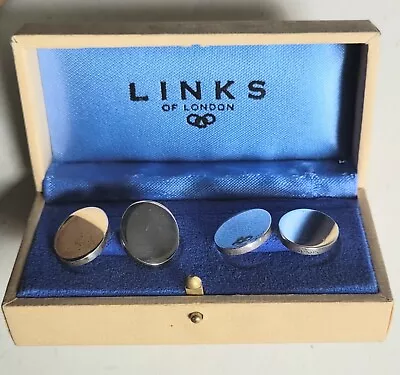 LINKS OF LONDON. Big Chunky Sterling Silver Plain Oval Cufflinks. Original Box.  • £85