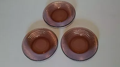 3 Mexican Signed Amethyst Purple Checkered Texture Glass Saucers • $4.75