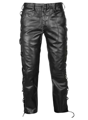 Mens Handmade Leather Designer Jeans Stylish Leather Zipper Pant For Rider • $165.55