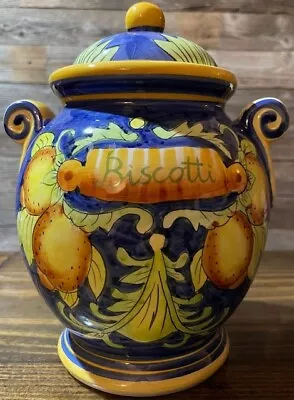 Biscotti Vase Jar Container Fruit Decoration 8” Tall With Lid OnMulticolor • $19.19