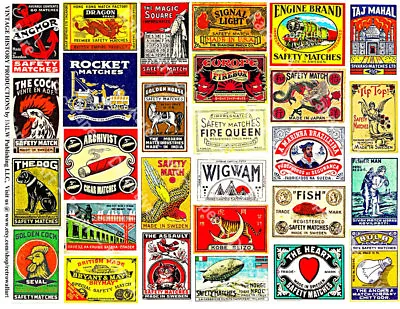 Match Book Covers Safety Matchbox Label Reproduction Art Tags 1 Sticker Sheet • $8.27