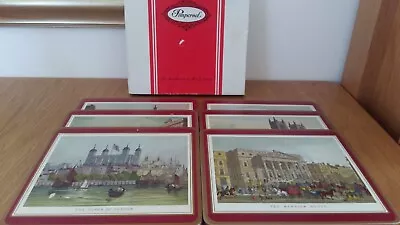 SET OF 6 BOXED VINTAGE   PIMPERNEL PLACEMATS 19th CENTURY LONDON • £6.99