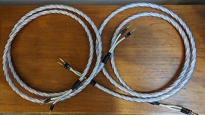 Qed Genesis Signature Silver Spiral Speaker Cable 2.7m Pair Airloc Banana Plugs • £64