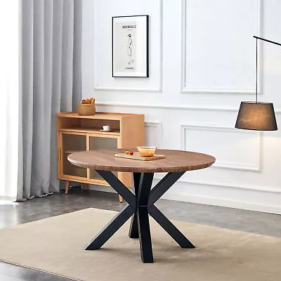 Modern 47  Round Dining Table Kitchen Room Table Metal Legs Steel Legs Brown • $455.99