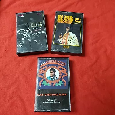 ELVIS Presley Lot Of 3 Vintage  Music Cassettes Pure Gold Christmas In Person • $9.99