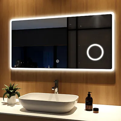 LED Bathroom Mirror With Lights Shaver Socket 3x Magnifier Demister Pad Touch • £94.99