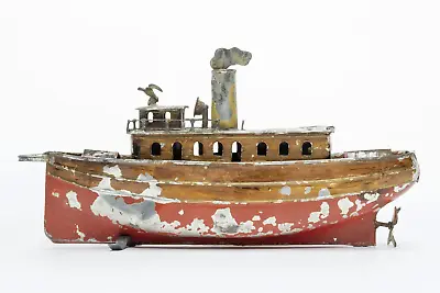 Uebelaker (Carette Bing Marklin) Prewar Tin Toy Tug Boat W. Eagle V. Scarce • $2150