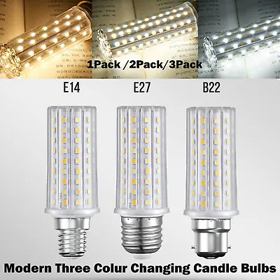 E27 LED Candle Bulb Save Energy Three-colour Changing Corn Lamp Bulb Light • £5.89