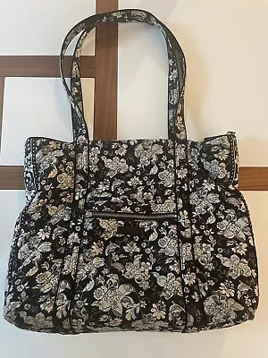 Vera Bradley Black Large Get Carried Away Iconic OOS Matching Wallet Floral • $52