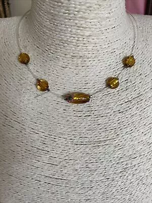 Amber Tone Glass Bead Illusion Collar Necklace  • £2.45