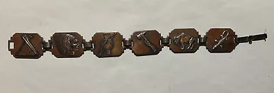 Vintage Copper Native American Indian Storyteller Repousse Link Bracelet 20g • $59