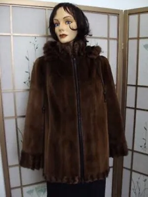 Refurbished Sheared Mink Fur Coat Hood Women Sz 6-8 • $1290.60