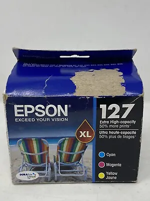 Epson 127XL Cyan Magenta Yellow Color Combo Ink Cartridges Genuine Exp 01/2022 • $29.99