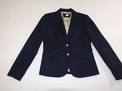 J. Crew Women's Classic Schoolboy 2 Button Blazer Jacket Size 2 Navy Blue Wool • $29.99