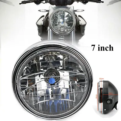 Universal 7 Inch Motorcycle Headlight Round Halogen For Honda CB400 500 Bobber • $28.49