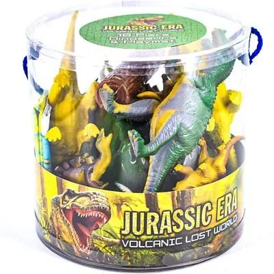 18 Pcs Set Large Plastic Dinosaurs Jurassic Era T Rex Stegosaurus Toys Play Mat • £8.29