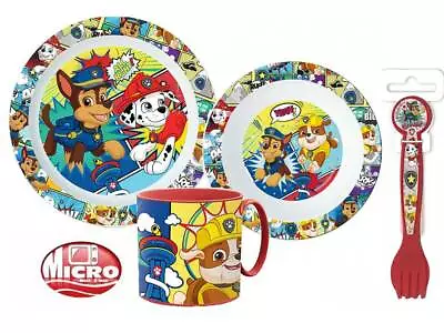 Paw Patrol Kids Toddlers 5 Pc Dinner Breakfast Set Plate Bowl Mug Cutlery  • £11.49