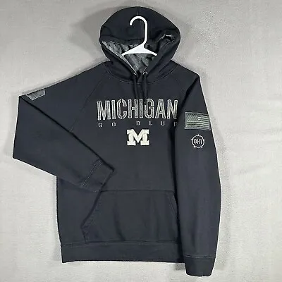 Colosseum Michigan Wolverines Sweatshirt Mens Large Black OHT Military Hoodie • $24.91