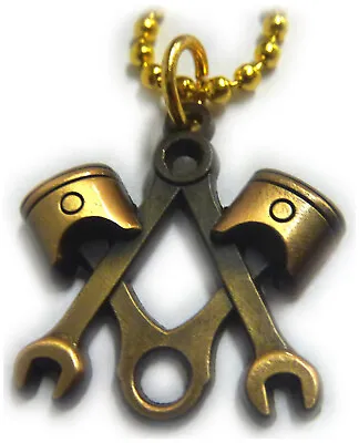 Piston Mechanic Masonic Wrench Harley Indian Antique Gold Pendant Necklace • $12.99
