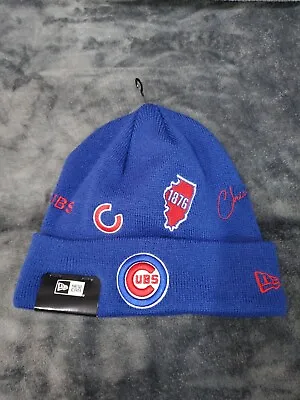 New Era Mlb Chicago Cubs Knit Identity Beanie Adult Hat Blue Mens New 60268728 • $25.99