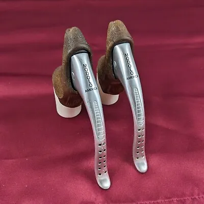 Vintage Modolo America Brake Levers Drilled Drop Bar Silver Brown Hoods Non-Aero • $65.77