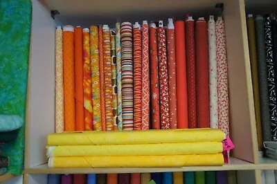 £3 • Buy Cotton Collection Of Fabrics In Orange And Yellows, Fat Quarter Or By The Metre,
