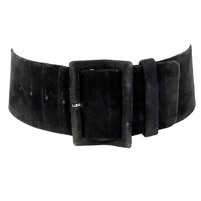 $79.95 • Buy Vtg Yves Saint Laurent Waist Belt Women S Black Suede Wide Covered Buckle Adjust