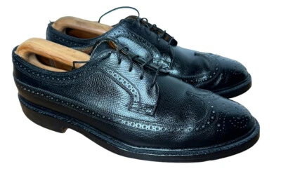 $79.99 • Buy Vintage Florsheim Imperial Mens 11 Black Pebble Long Wing Tip V-Cleat 92604 READ