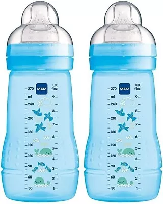 Easy Active Baby Bottle With Medium Flow MAM Teats Size 2 MAM Blue 2 Pack • £18.49