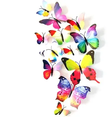 $4.80 • Buy 12 Pcs 3D Butterfly Wall Decals Removable Sticker Kids Art Nursery Decor Magnets