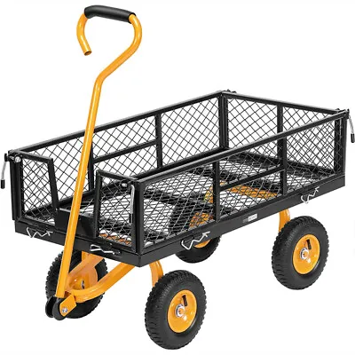 550lbs Steel Utility Wagon Cart Heavy Duty Outdoor Wheelbarrow Yard Lawn Trolley • $79.99