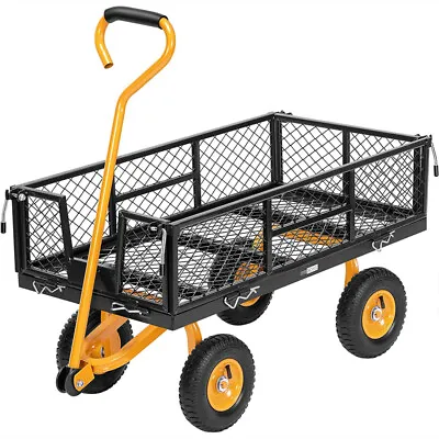 Garden Carts Heavy-Duty Steel Yard Dump Wagon Cart Steel Lawn Utility Cart 249kg • $79.99