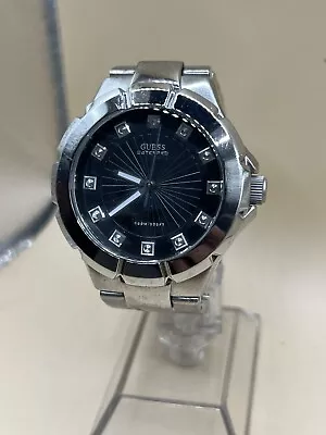 Guess Waterpro Mens Black Dial Stainless Steel Wrist Watch U10023G1 • $15