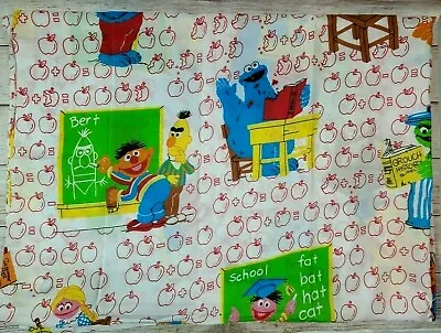 Vintage Sesame Street Twin Flat Bed Sheet Bert Ernie Grouch ABC's Marlborough • $27.99