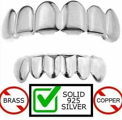 Real SOLID 925 Sterling Silver Custom GRILLZ Teeth Top Bottom Hip Hop Mouth • $38.32