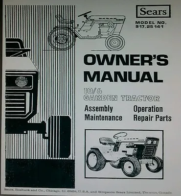 $161.36 • Buy Sears Suburban 10/6 Lawn Garden Tractor & Implements Owner & Parts (4 Manual S)