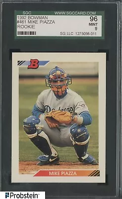 1992 Bowman #461 Mike Piazza Dodgers RC Rookie HOF SGC 9 MINT • $0.99