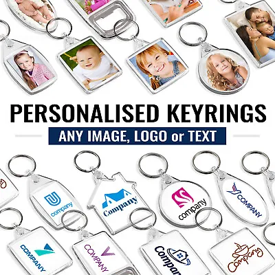 £6.99 • Buy Personalised Printed Custom Keyring Photo Key Fobs Keychain Promotional Keyrings
