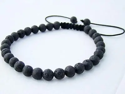 Delicate Men Macrame Beaded Bracelet LAVA Beads Essential Oil Diffuser Jewellery • $2.83