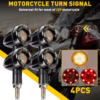 4Pcs Motorcycle LED Bullet Turn Signal Brake Tail Running Light For Bobber Racer • $13.99