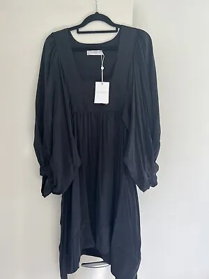 ZIMMERMANN Black Silk Smock Dress S.1 Brand New RRP$495 • $270