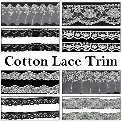 Cotton Lace Trim Edge Sewing Craft DIY Floral Flower Pattern Embroidered Ribbon • £11.89