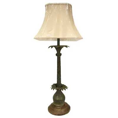 Indian Mughal Brass And Teak Palm Model As A One-Light Table Lamp • $975