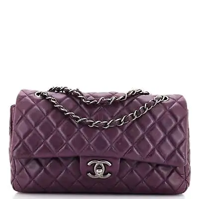 Chanel Classic Double Flap Bag Quilted Lambskin Medium Purple • $4017.40